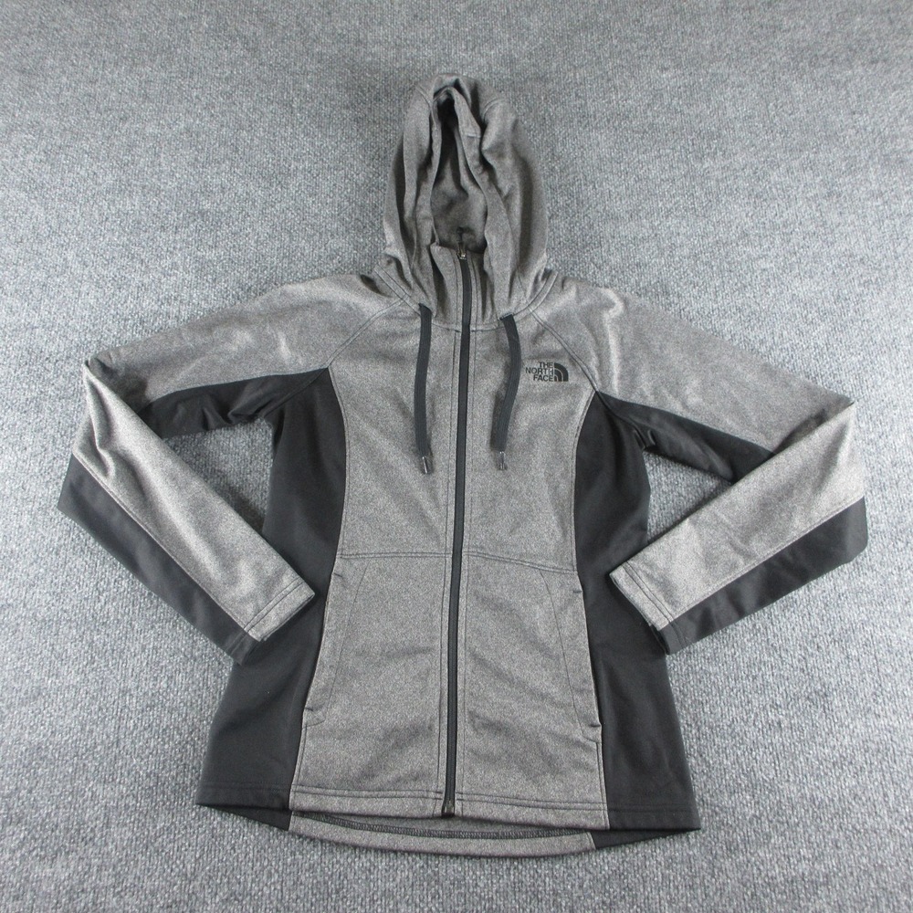 The North Face Jacket Womens S Gray Fleece Hooded Full Zip Colorblock Outdoor